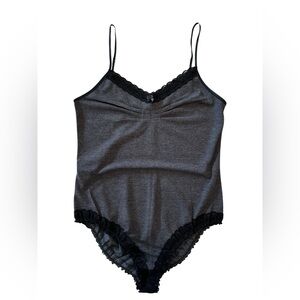 Express Black Lace Trim Bodysuit New Size Medium
